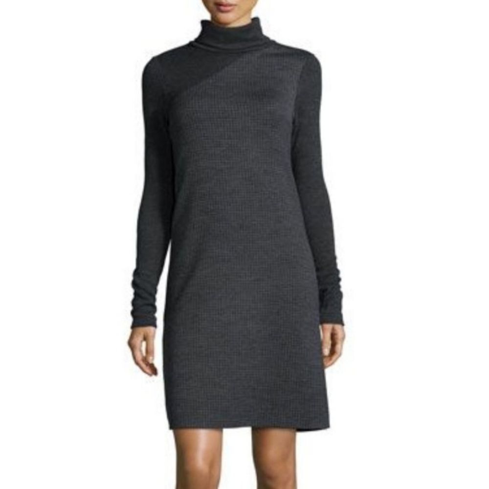 Theory Tajello Delfina Houndstooth Wool Blend Turtleneck Sweater Dress Size S